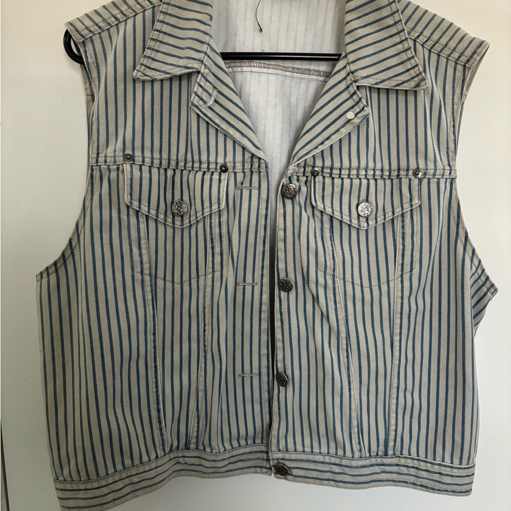 Striped Denim Vest Vintage